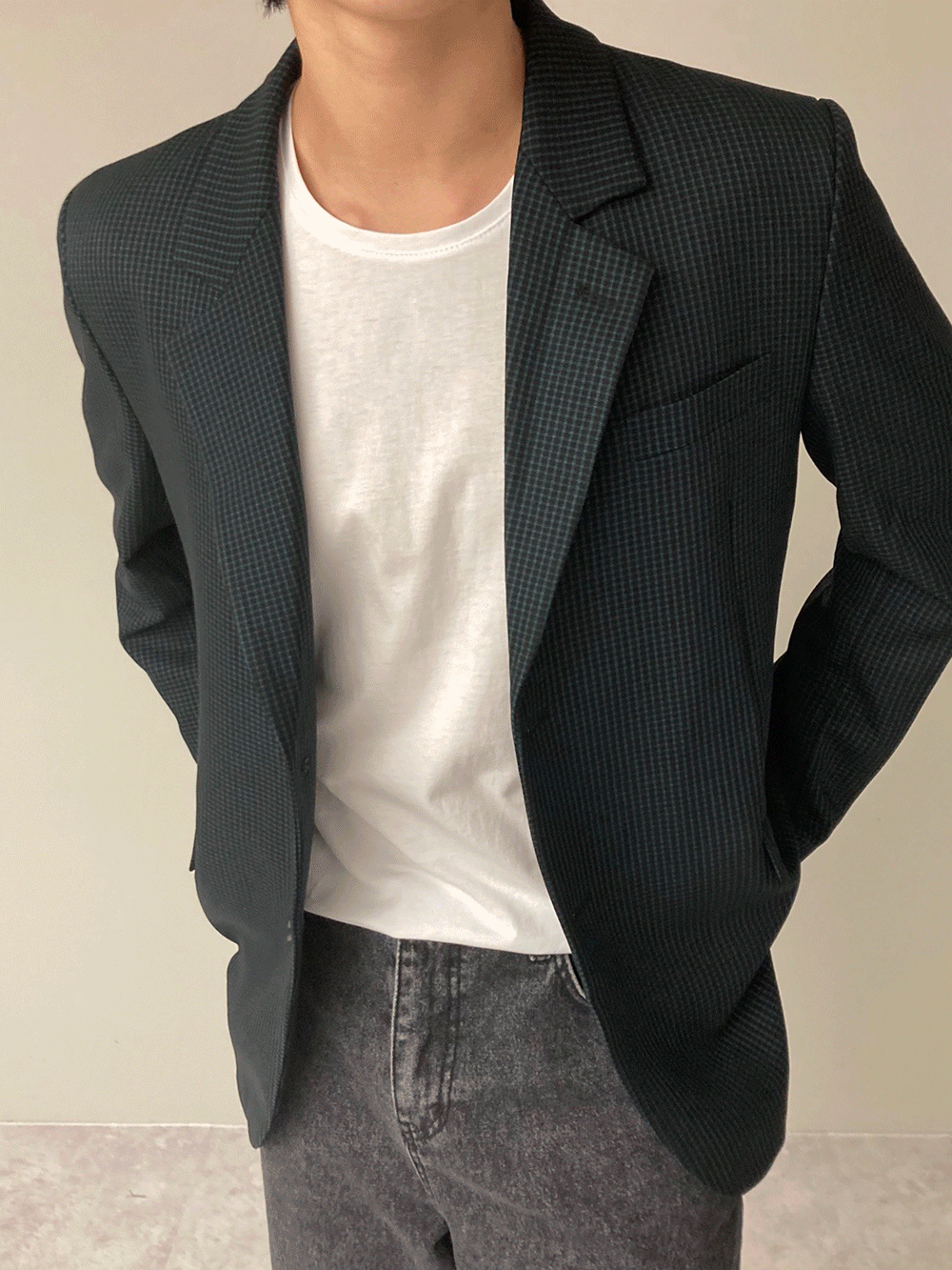 checker single jacket (3color)