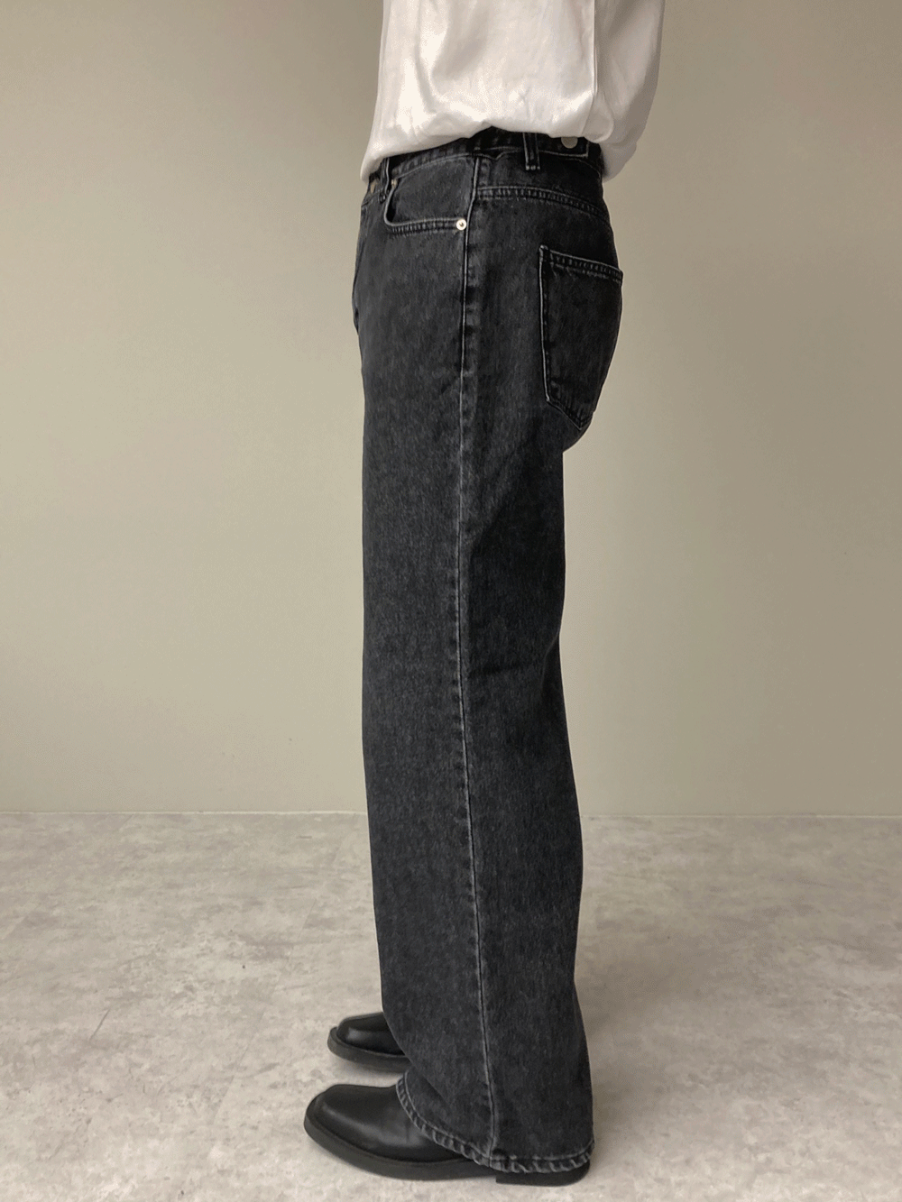 semi-wide denim pants (2color)