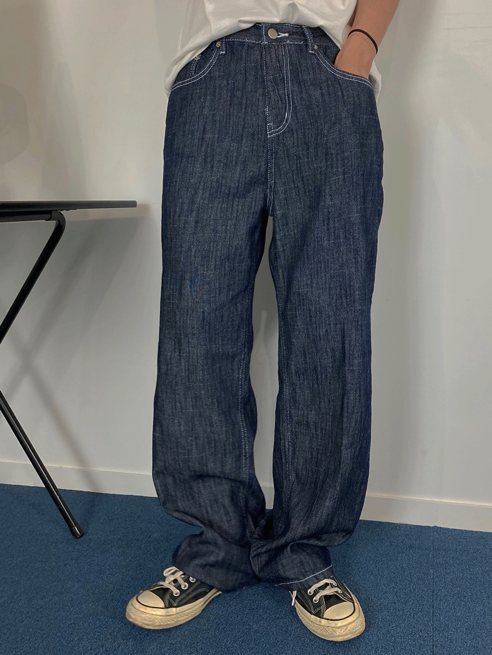 long wide linen denim jeans