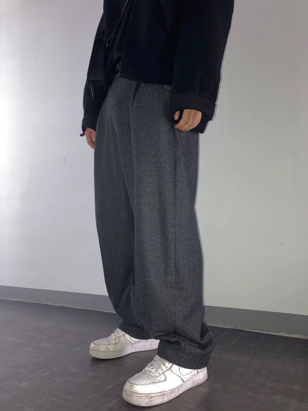wide curve wool pants (2color)