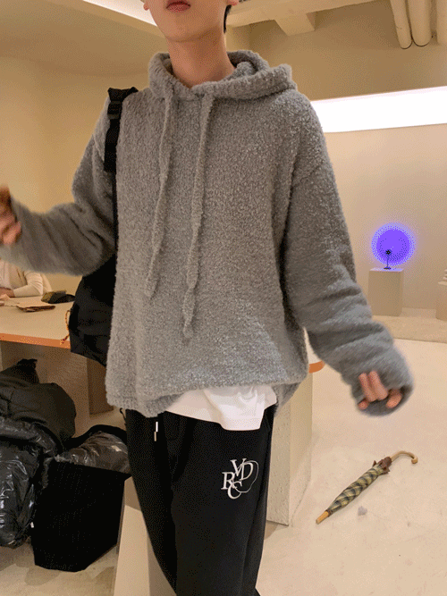 Boucle knit hoodie (3color)