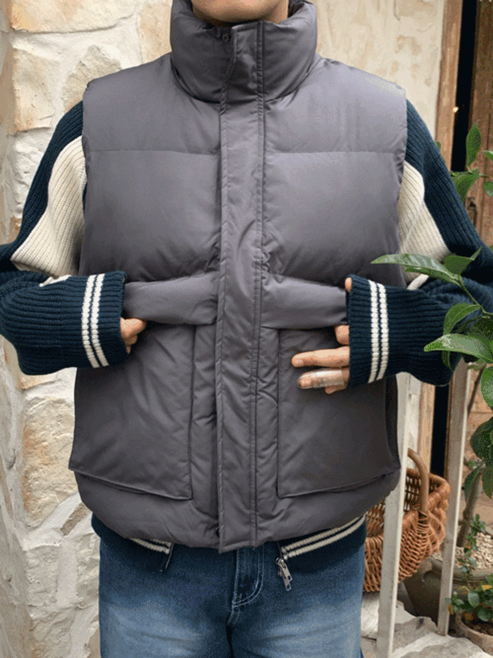 Deep padding vest (4color)