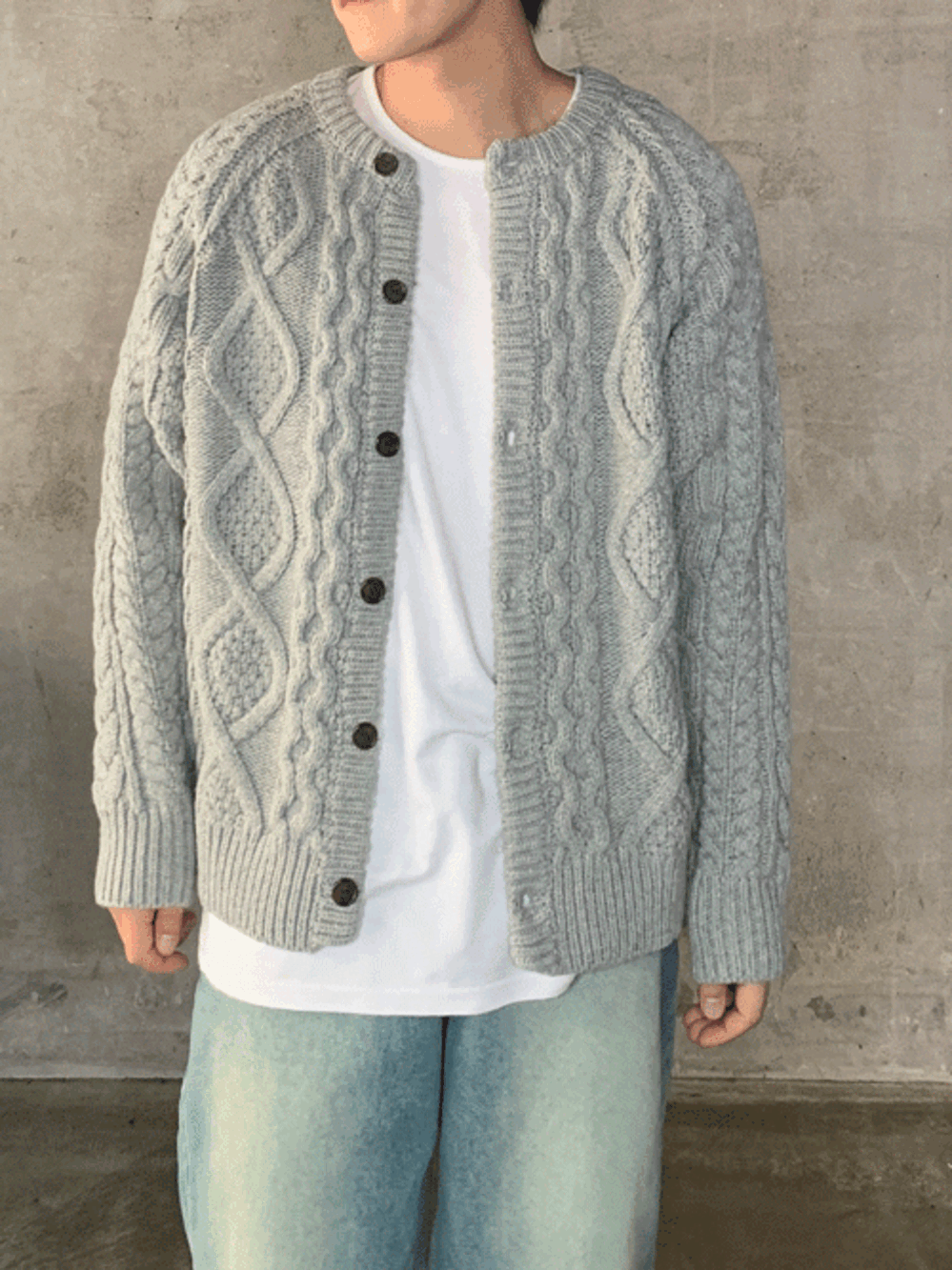 [Wool] Aran round cardigan (3color)