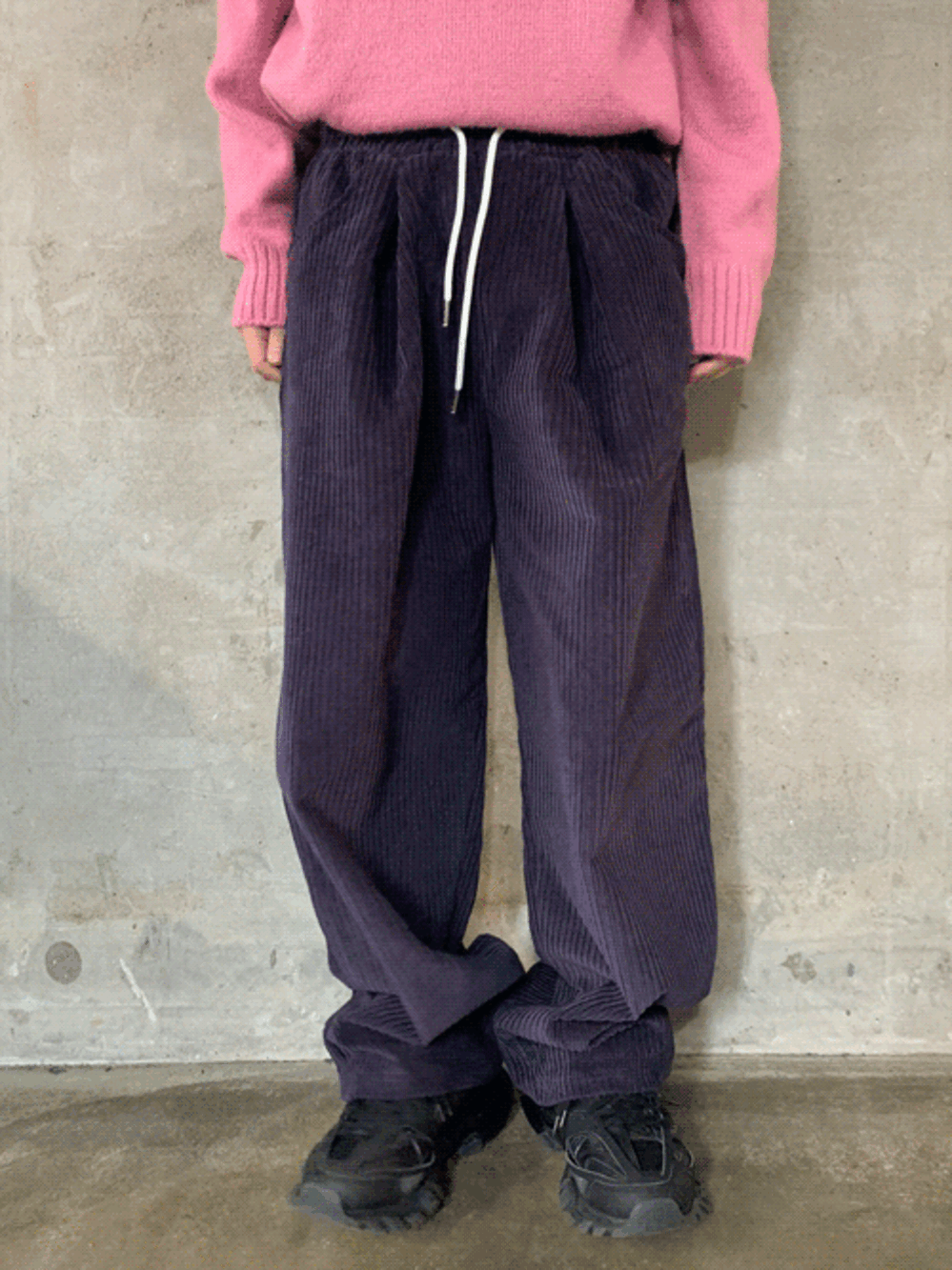 Corduroy banding wide pants (3color)