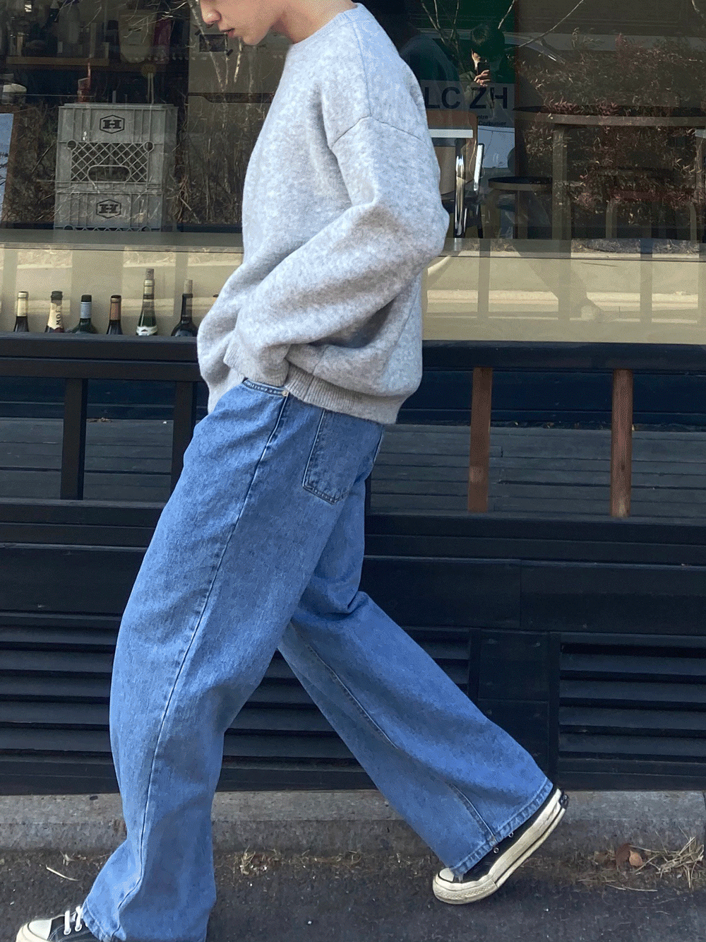 wide denim pants (2color)