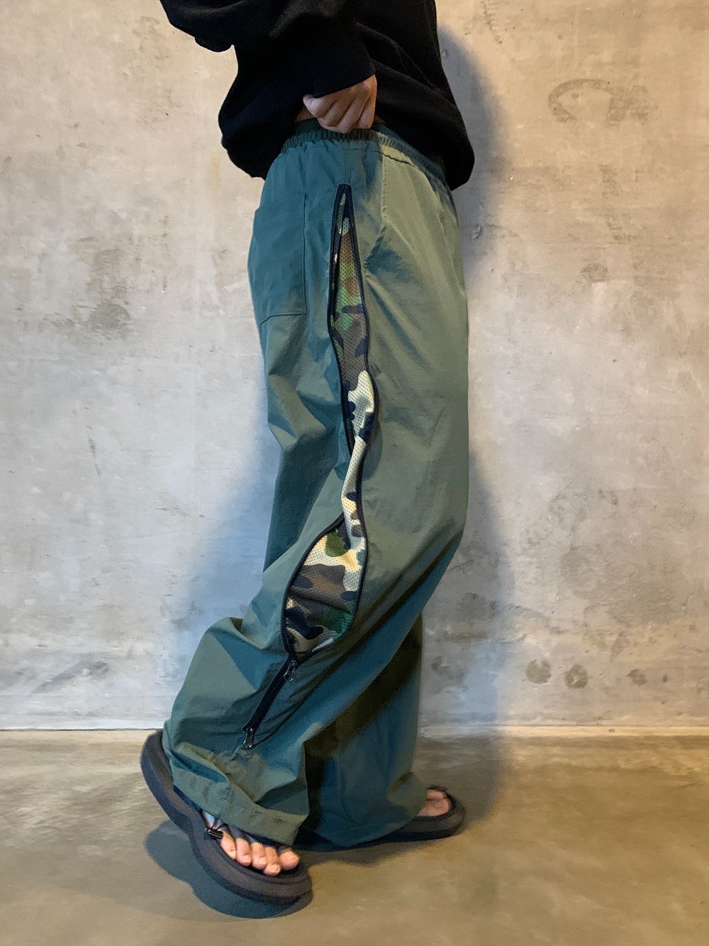 Two-way camo zip-up pants (2color)